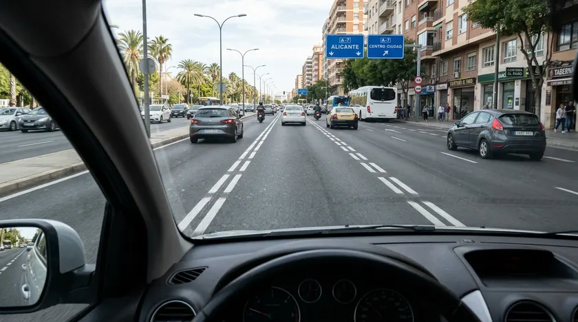 Carril central delimitado a ambos lados por una línea discontinua doble