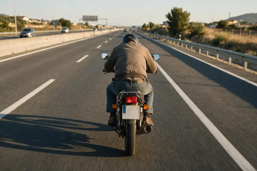Motorista con signos de fatiga, hombros caídos y postura cansada
