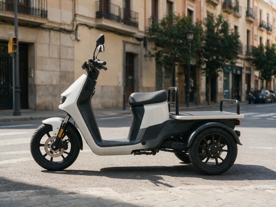 Motocarro: vehículo de tres ruedas con una caja de carga detrás del puesto de conducción