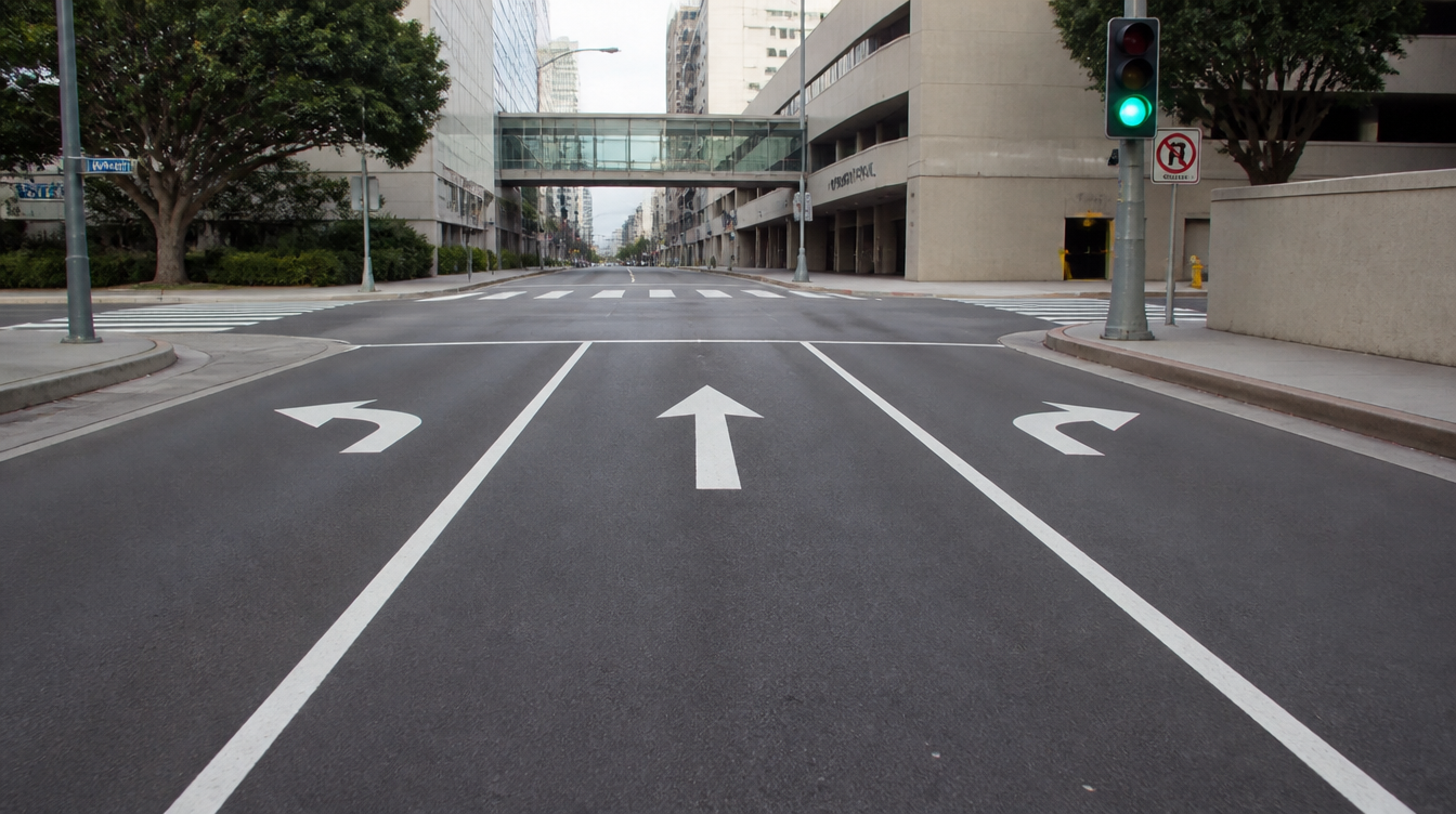 Flechas pintadas en el carril