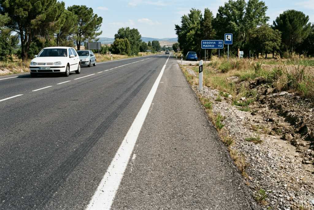 Línea continua de borde de calzada