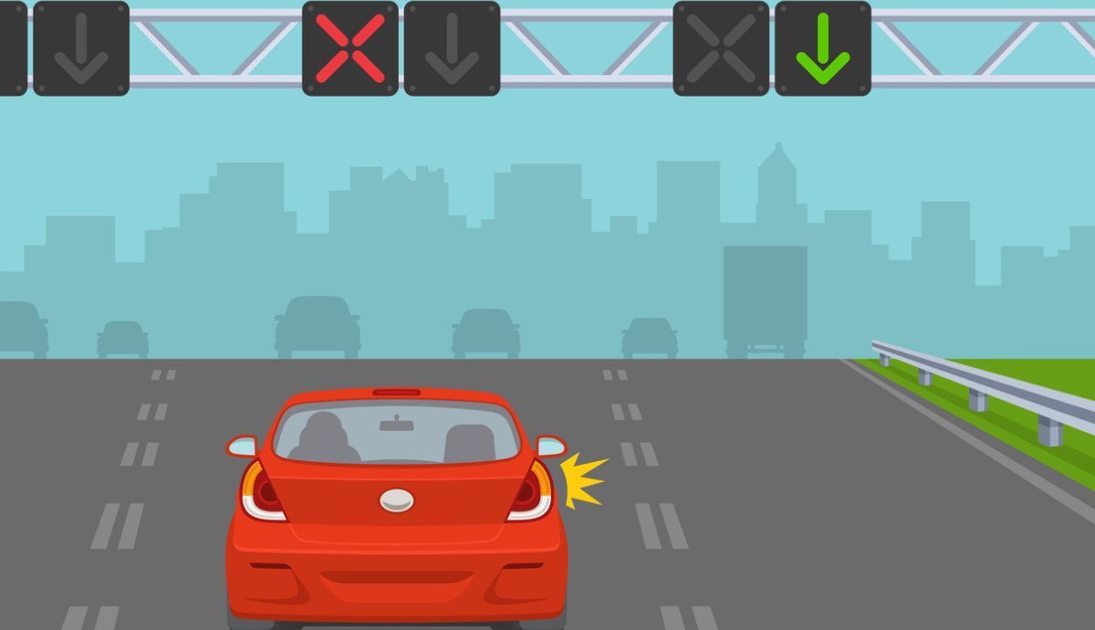 Semáforo de carril: luz roja fija en obras