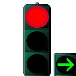 Semáforo: flecha verde sobre fondo circular negro